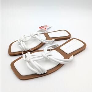 Azalea Wang Stetson Tubular Straps Knot Flat Sandals Women's White Size US6 EU36